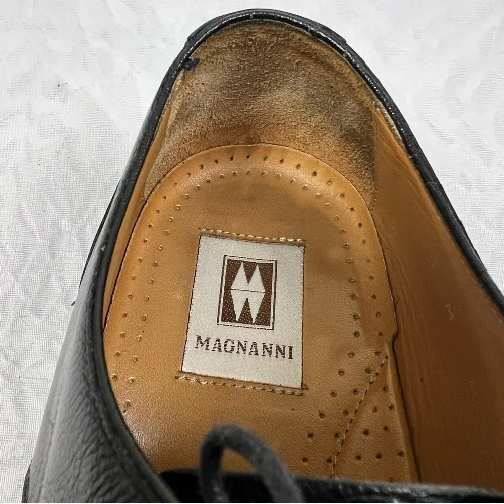Magnanni Men’s  Black Leather Oxford Dress Shoes Classic Brogue Lace Up
